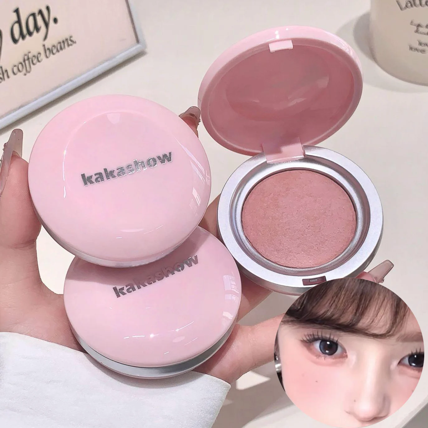 Kakashow Enkele kleur Blush Zijdeachtig Mat Delicaat Poeder Natuurlijke Roze Rouge voor Gezichtsmake-up