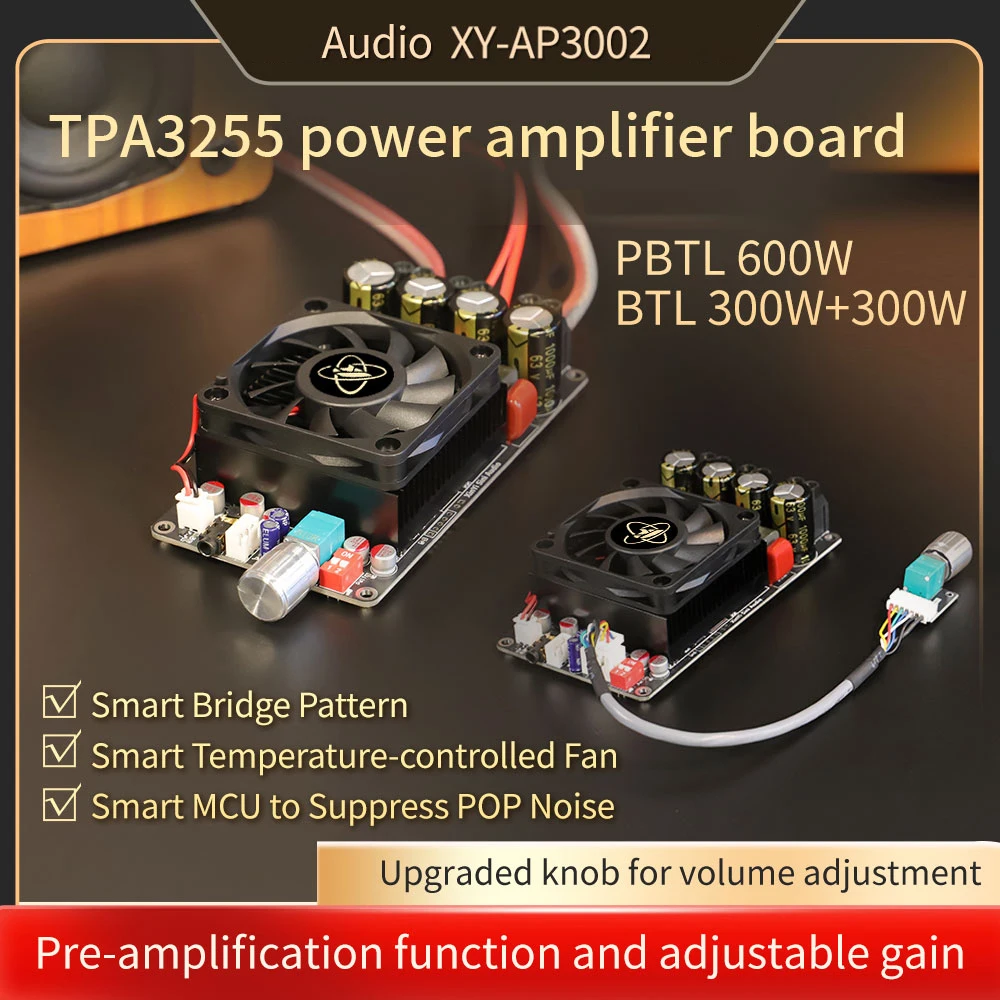 

XY-AP3002 TPA3255 2.1 Channel Bluetooth Audio Amplifier Board 300W+300W+600W High Power Sound Power Amplifier Module Plate