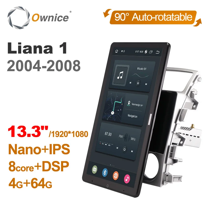 

1920*1080 Nano Ownice Android 12.0 for Suzuki Liana 1 2004 2008 Car Radio Video Audio 13.3" Rotatable 360 8G 256G Tesla Style