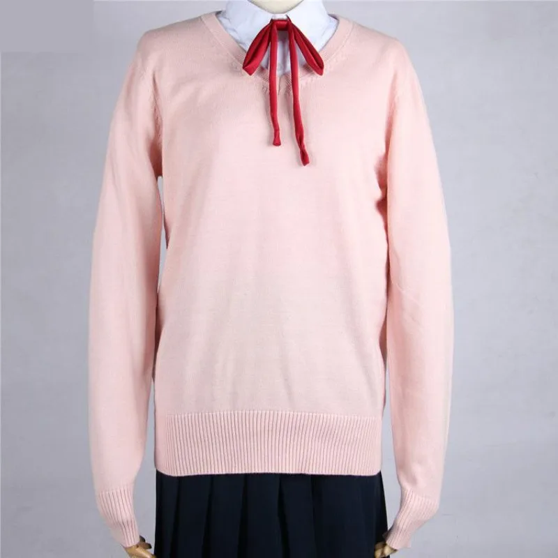 Spring Autumn Students Girls Boys Sweater School Uniforms Long Sleeved V-neck Solid Color Women Knitwear Pullovers Inner Match