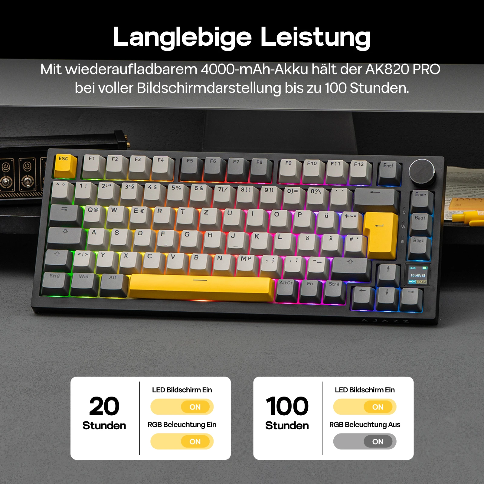 AJAZZ AK820 PRO 75% Mechanical Keyboard ISO-DE