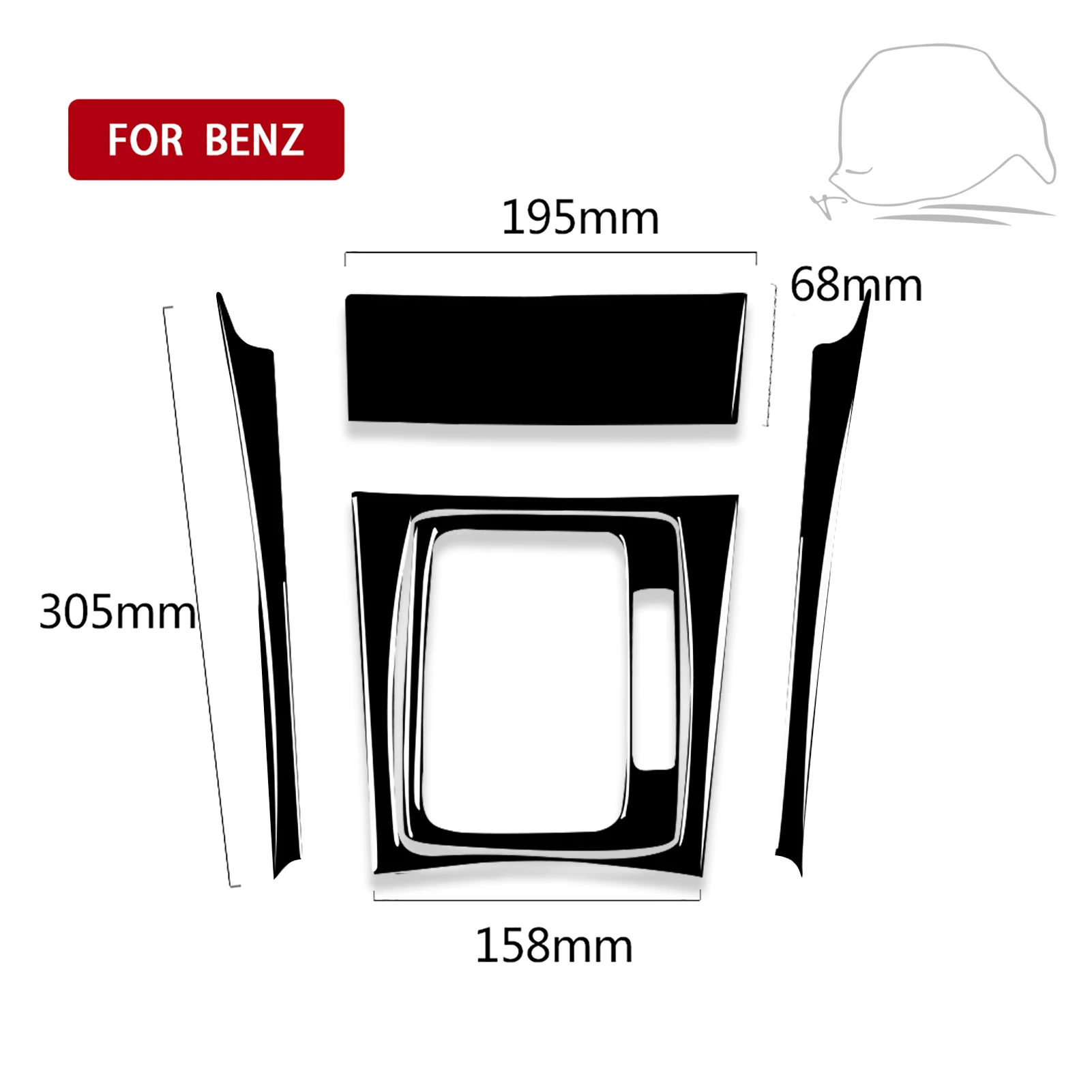 For Mercedes Benz C Class W204 2007-2013 Car Accessories Interior Gear Shift Frame Cover Trim Panel Sticker Gloss Black Plastic