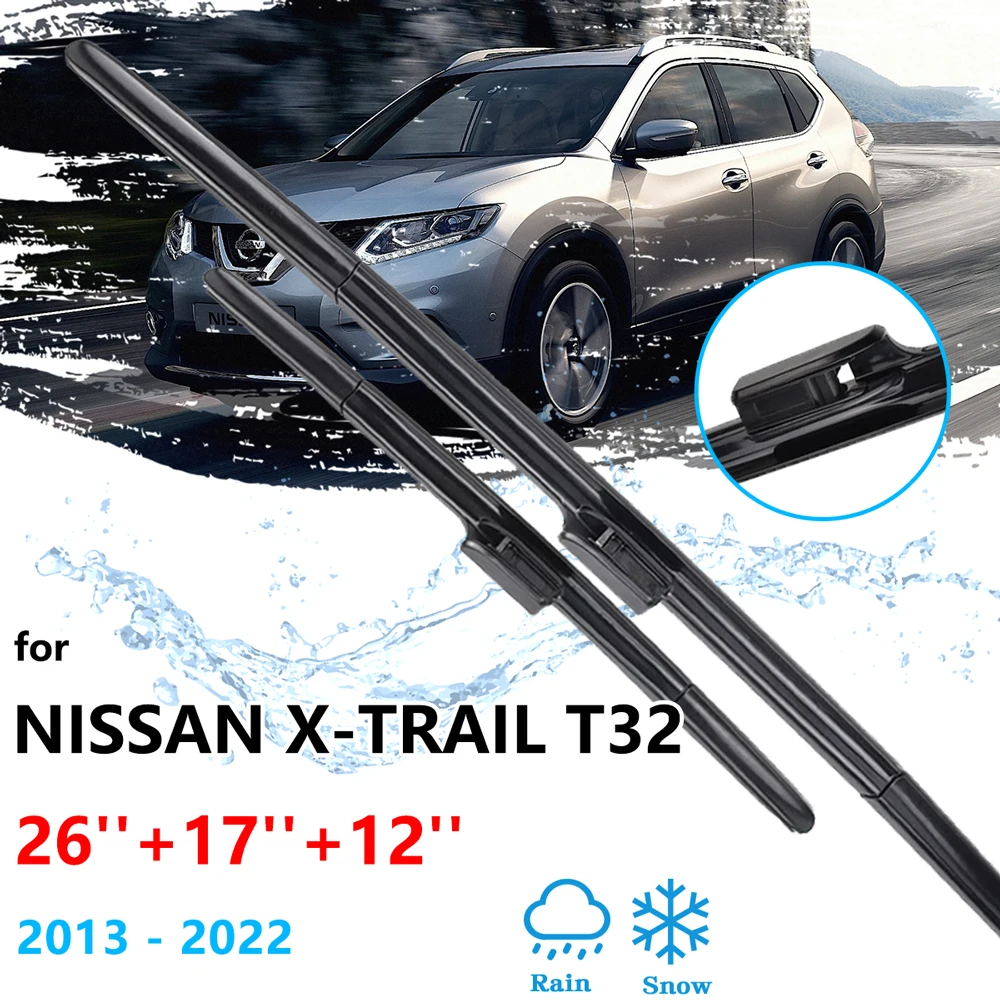 For Nissan X-Trail X Trail T32 2013~2022 Front Rear Wiper Blades Brushes Window Windshield Windscreen Cleaning Car Accessories