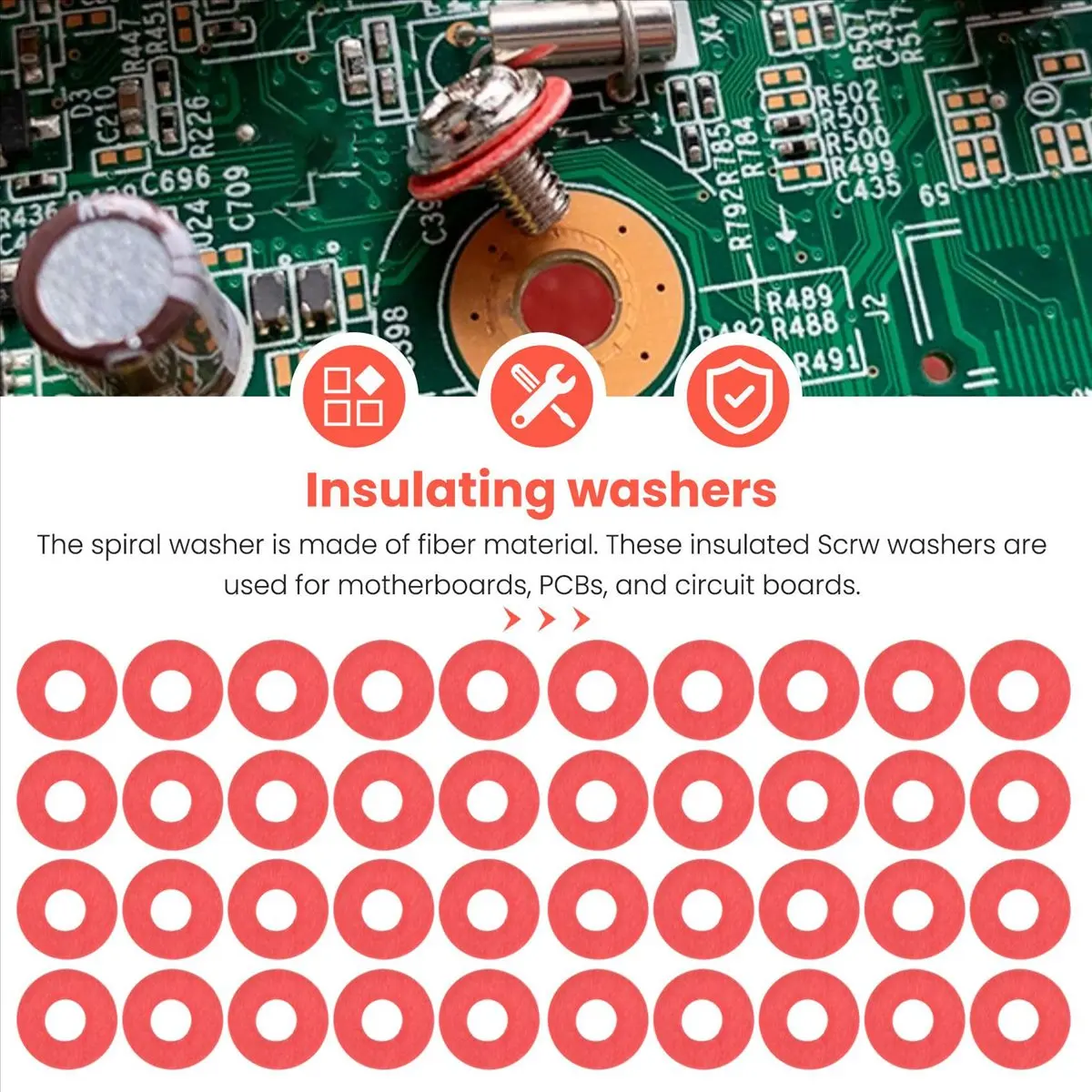Friendly!SODIAL(R) 100PCS Red Motherboard Insulating Fiber Washers