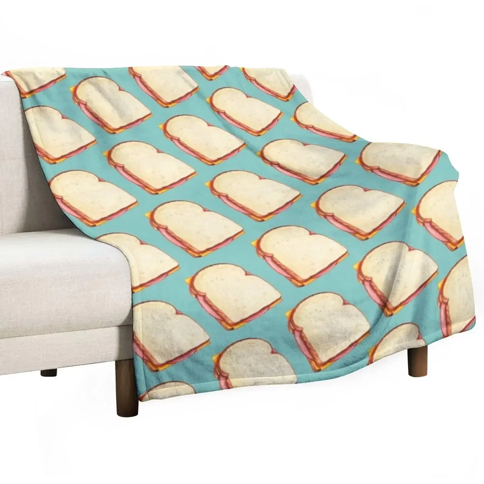 Bologna Sandwich Pattern - Blue Throw Blanket Camping Blankets For Bed Blankets