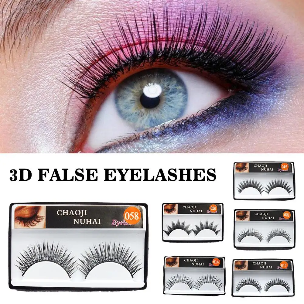 1pair 3d False Eyelashes Natural Long 3d Mink Lashes Lashes Faux Soft Handmade Makeup Short Girls Fake Extension Tool Eyela X9r2