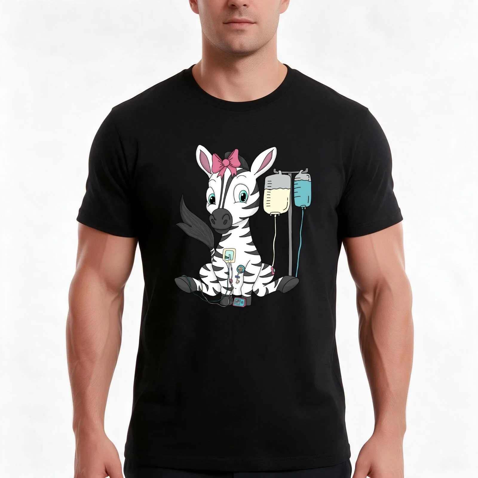 Zebra Tubie T-Shirt Summer Casual Cotton Tee Oversized Streetwear Tops Vintage Graphic Print Loose Fit Short Sleeve