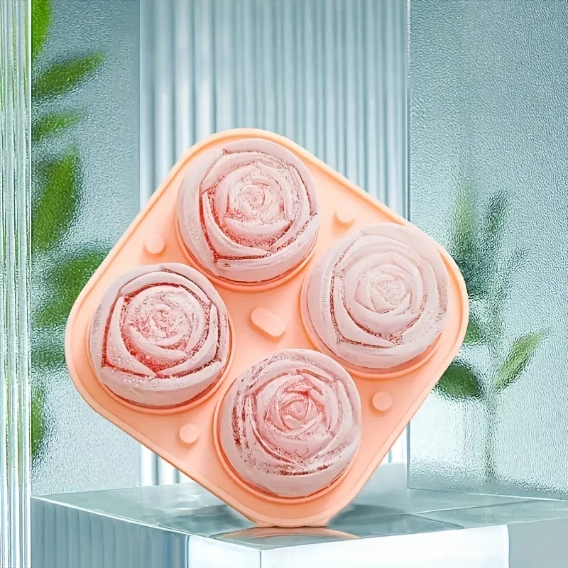 1pc Whiskey Ice Ball Shaped Rose Flower Silicone Ice Tray - Perfect for Home-Made Ice Cubes and Cocktails