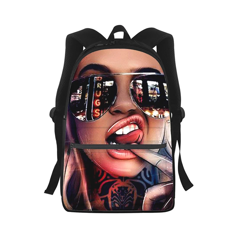 Black Girl Painting Pretty Backpack para homens e mulheres, 3D Print, Fashion Student School Bag, Laptop Backpack, Kids Travel Shoulder Bag