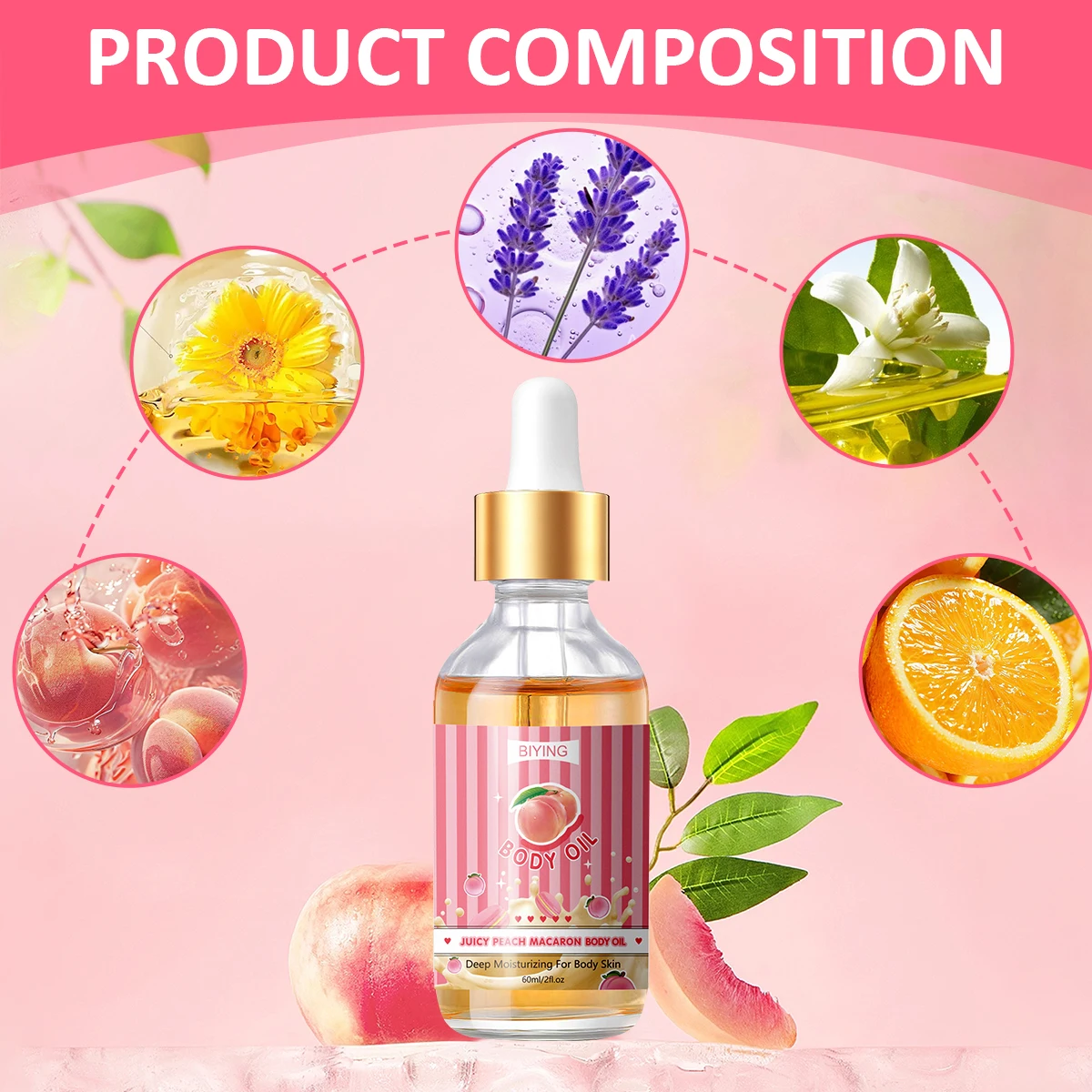 Peach Body Moisturising Oil Juice Massage Oil for Body Dry Skin Hydrating Skin Oils