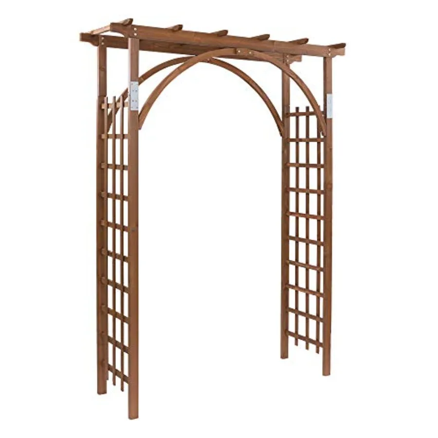 

7Ft Wooden Garden Arbor Arch for Wedding Ceremony Decoration Dark Brown Wood Trellis Pergola Archway for Climbing Roses Lawn Co