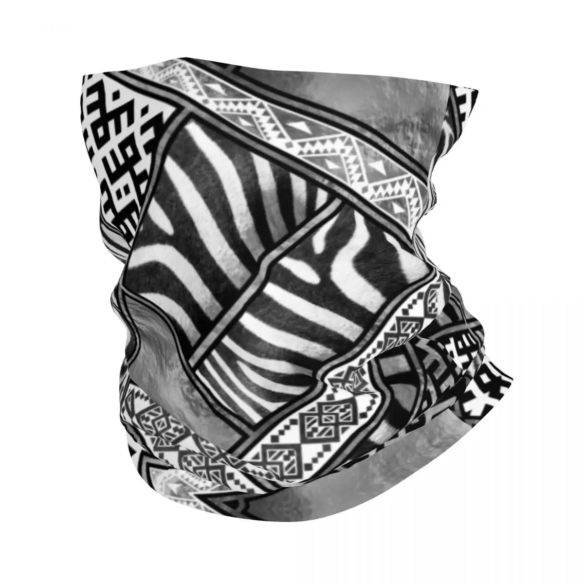 Zebra Fur Skin Ethnic Tribal Geometric Ornaments Bandana Winter Neck Warmer Women Windproof Wrap Face Scarf Gaiter Headband