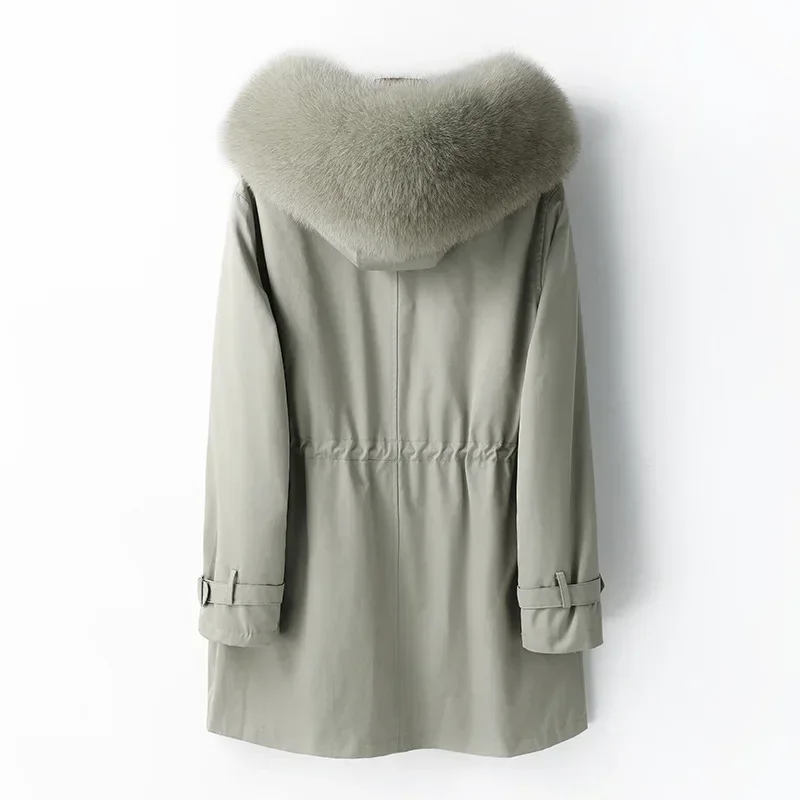 Fur Coat Rex Rabbit Fur Liner Fox Hair Style Overcame Women's Medium Long Detachable Coat