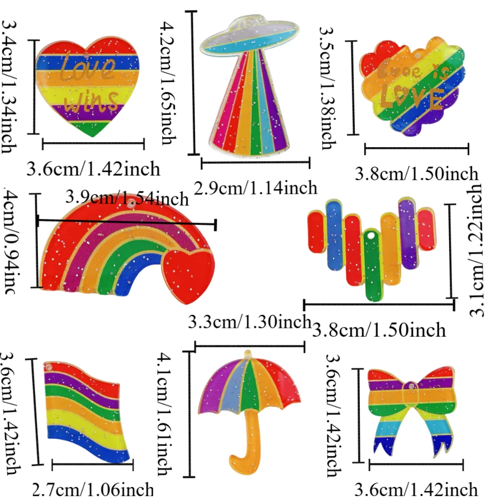 10 قطع جانب واحد الطباعة الاكريليك قوس قزح الخرز الحب القلب اليدوية فخر شهر قلادة الخرز مظلة العلم DIY مجوهرات الإكسسوار