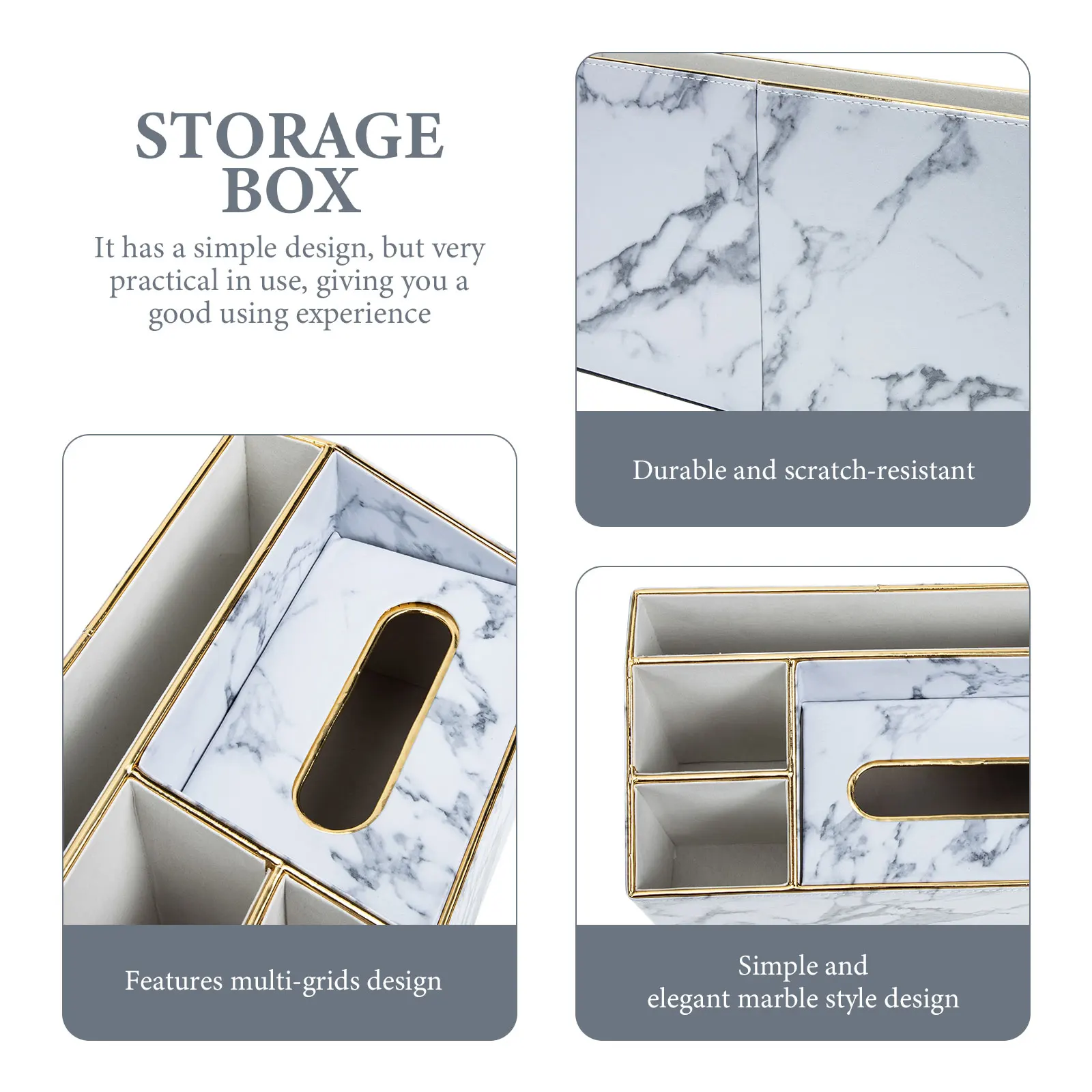 Marmor Muster Pu Lagerung Box Licht Desktop Tissue Fall Multi Grids Fernbedienung Halter Auto Tissue Box Serviette