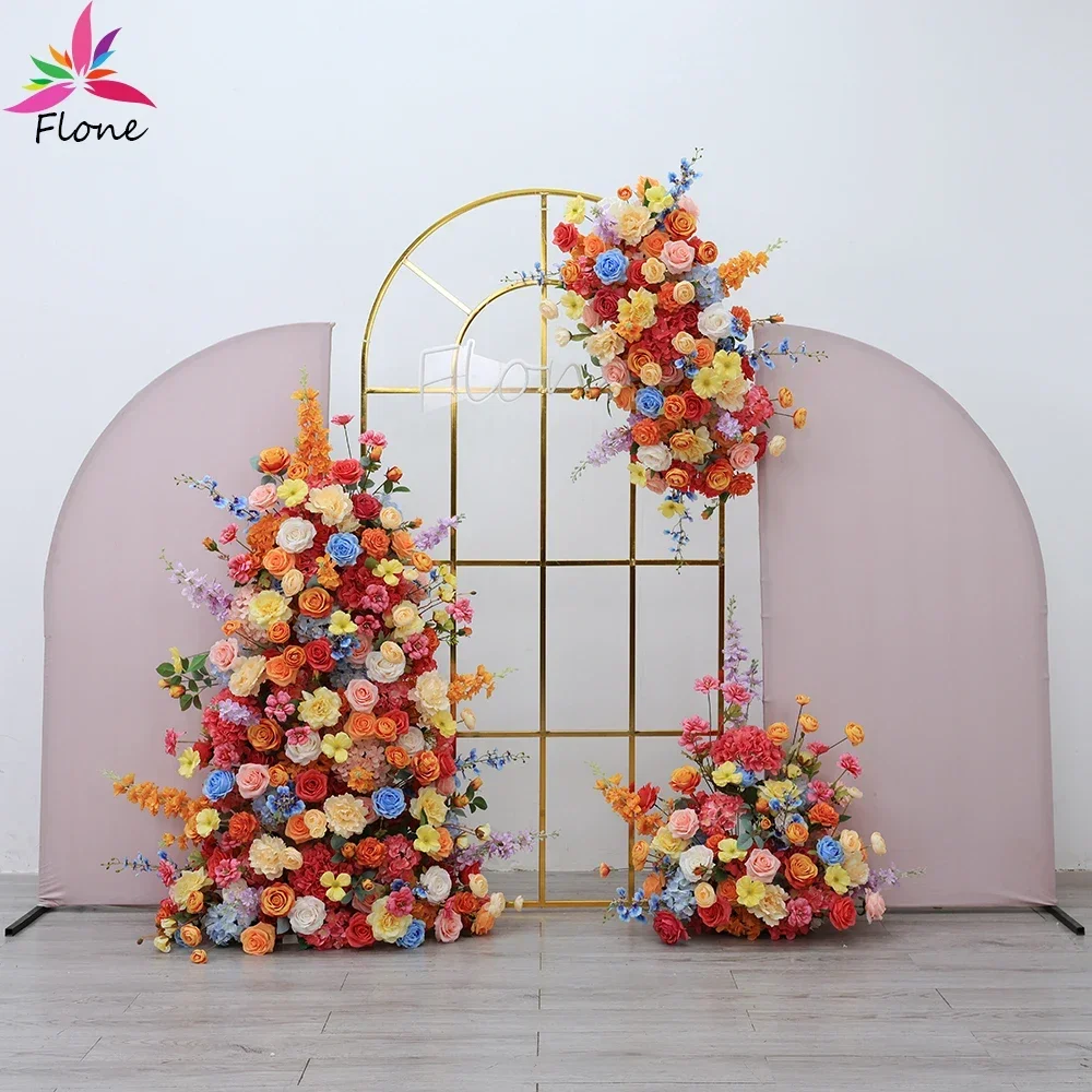 Wedding Artificial Flowers Decoration High Quality KT Board Flores Artificiales Orange Yellow Silk Flower Arrangement HY2255