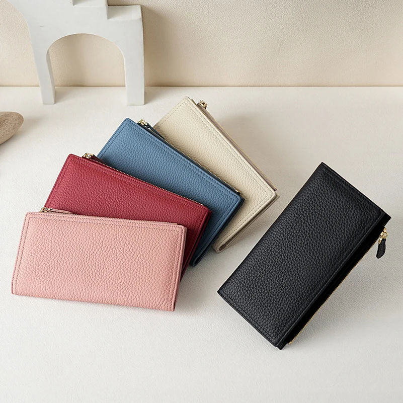 

Western RFID Blocking Cowhide Leather Women's Wallet Large Capacity Anti-magnetic Anti-skimming Long Purse