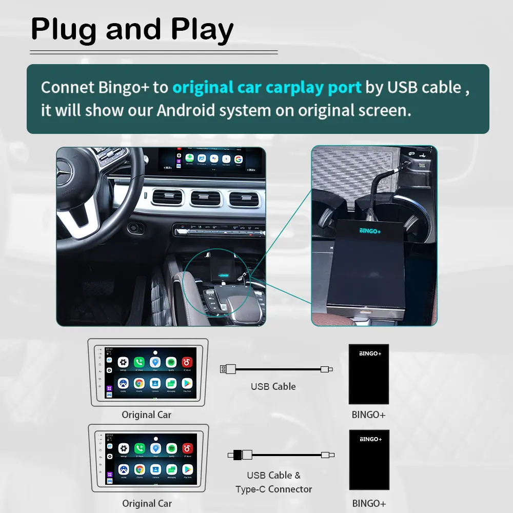 Bingo+ 4 CarPlay Mini Ai Box Wireless CarPlay Wireless Android Auto For Audi Benz Mazda Toyota For Netflix YouTube 4G LTE GPS