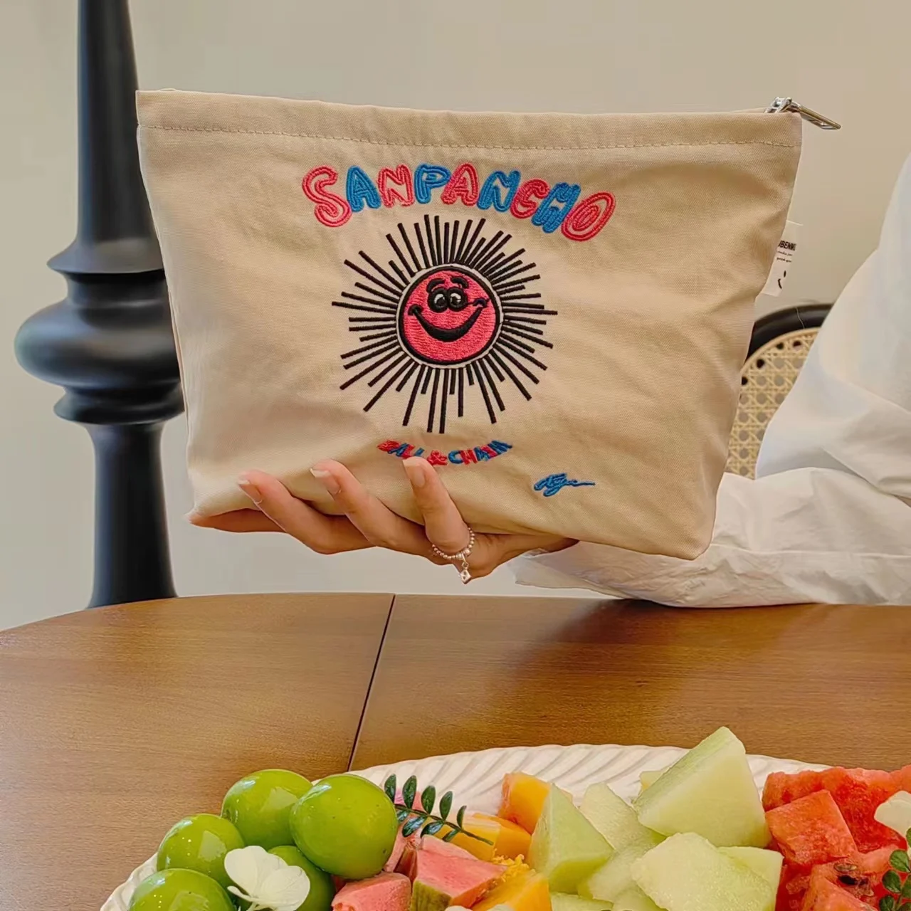 Geborduurde waterdichte make-uptas draagbaar