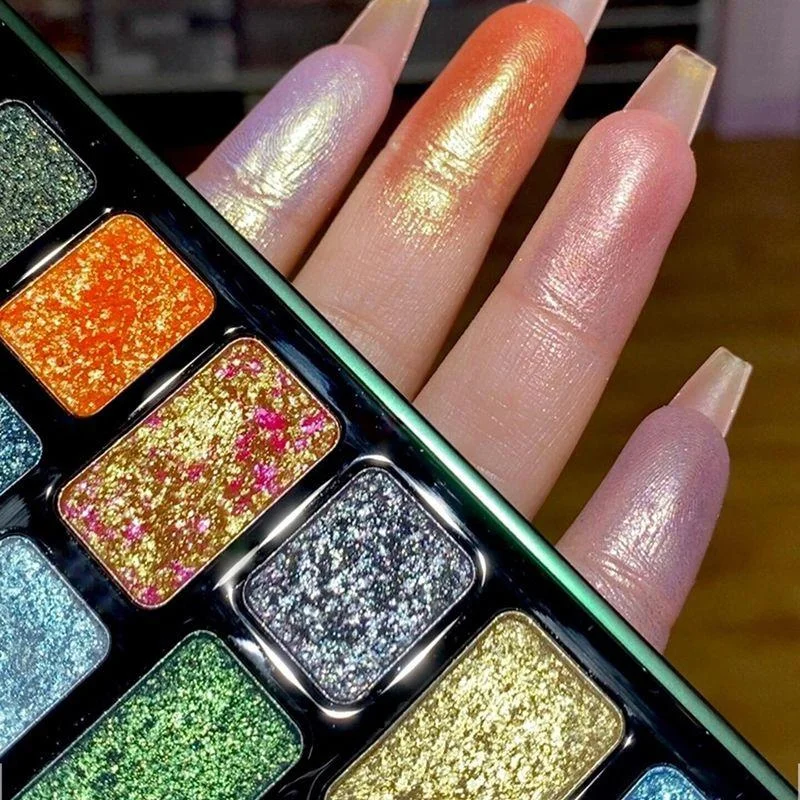 16 colori ombretto fumoso tavolozza di polvere scintillante trucco da palcoscenico Impromptu opaco blu-verde ombretto quotidiano prodotto di bellezza