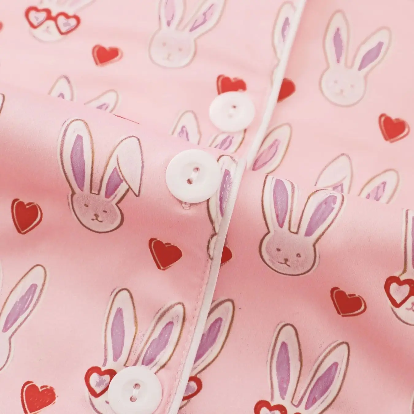 Girl Heart Pink Rabbit Love Sleepwear Summer Short Sleeved Shorts Two Piece Comfortable Casual Home Clothes view 5