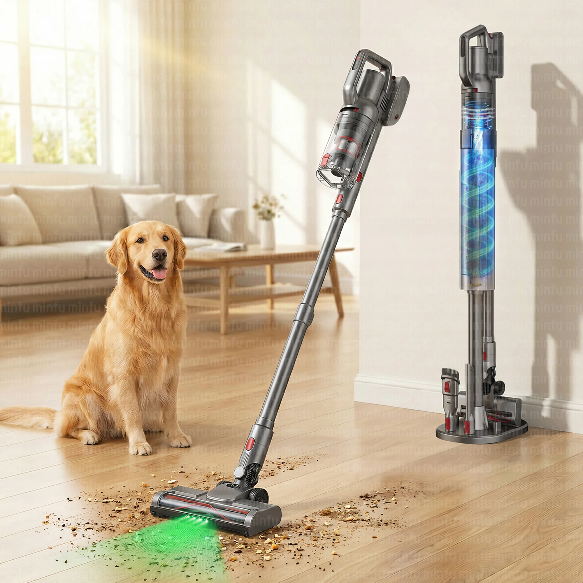 Cordless Vacuum Cleaner Automatic Dust Remove Fast Powerful Suction 25Kpa LED Lighting Vacuum Aspirateur Pet Hair Household