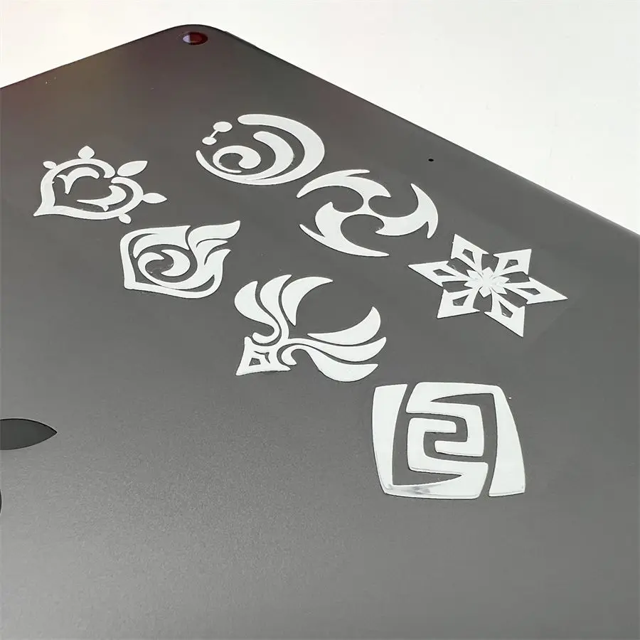 Anime Game Impact Seven Elements Theme Metal Hollow Logo Stickers Student Stationery Laptop Phone Case Decor DIY Decal Gifts