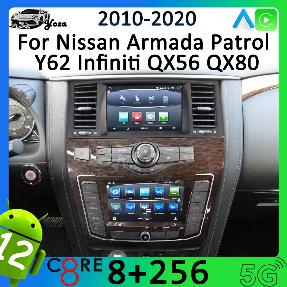 

Yoza Carplay CarRadio For Nissan Armada Patrol Y62 Infiniti QX56 QX80 2010-2020Android Touch Screen Multimedia Player Navigation