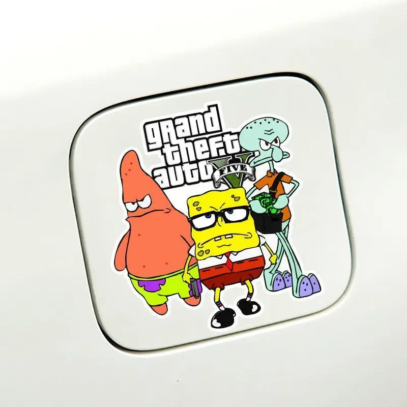 Cartoon Cute SpongeBob SquarePants Car Decorative Stickers Luggage Laptop Electric Car Computer Guitar Stickers Wholesale