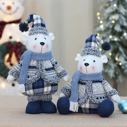 Fabric Christmas New Product Doll Decoration Ornament Sea Blue Bear Doll Children's Festival Gift Home Atmosphere Decoration