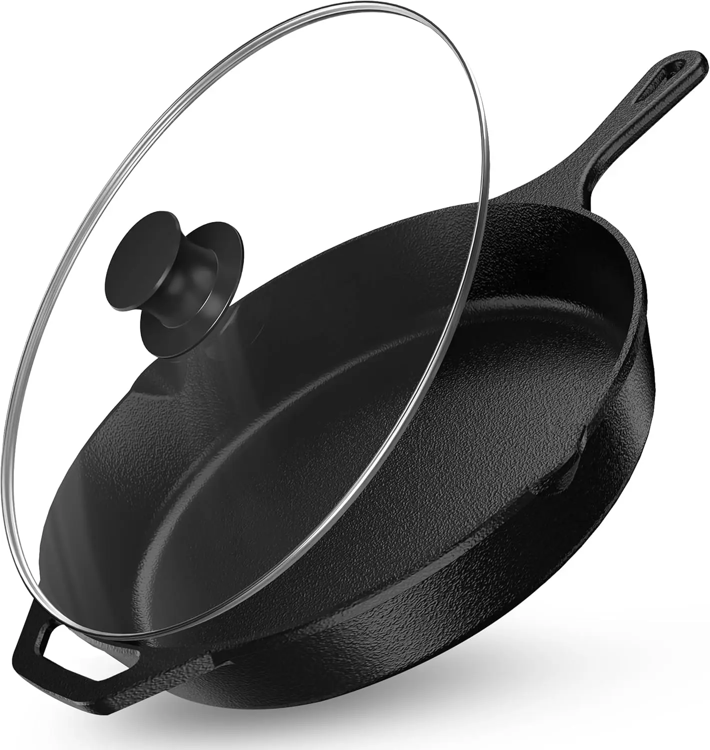 

Saute Frying Pan 12 Inch, Cast Iron Chefs Pan, Pre Seasoned Cast iron Skillet With Lid, Safe Grill Cookware for Indoor &amp