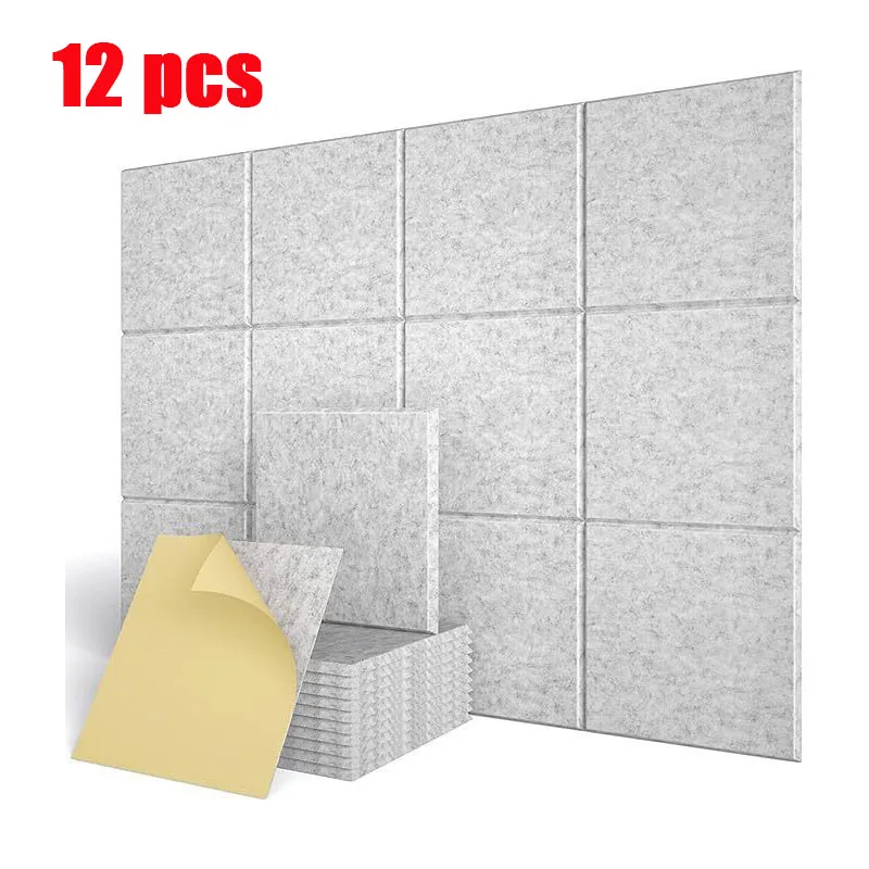 12Pack 300x300x9mm Acoustic Panels Self-Adhesive Sound Proof Brick Polyester Panels Wall Ceiling Acoustic Treatment Wall Panels