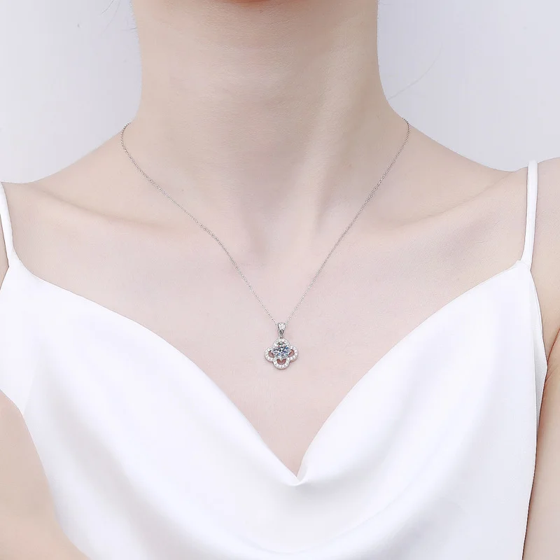 JoyceJelly 1 karatowy prawdziwy Moissanite naszyjnik dla kobiet D kolor 925 srebro Fine Jewelry damski łańcuszek do obojczyka — zdjęcie 5