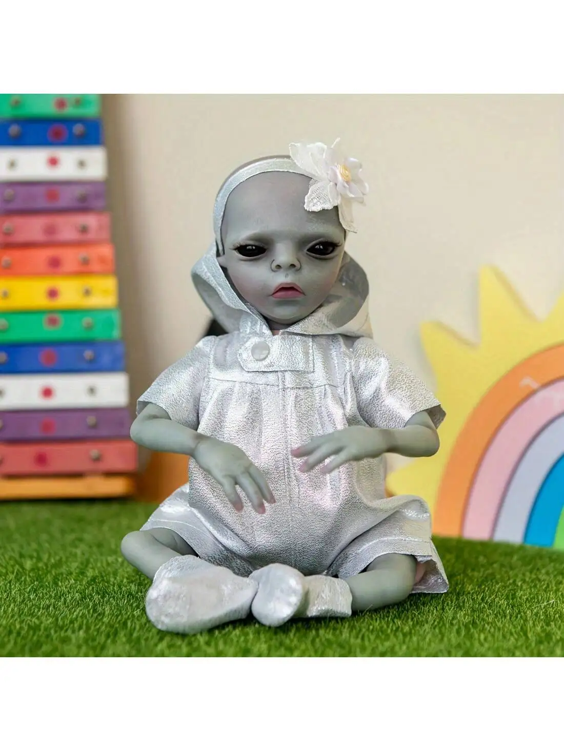 

1pc 14 "35 cm lifelike Alien Reborn Doll - soft touch cloth body Creative collection art doll, Halloween/Thanksgiving/Christmas