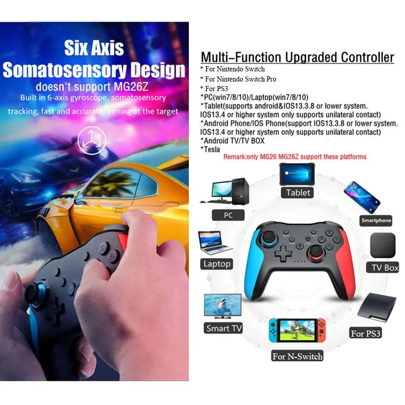 GAMINJA MG25Z Wireless Controller Bluetooth Gamepad For Nintendo Switch PS3 PC Joystick Dual Vibration Gamepad Lag Free