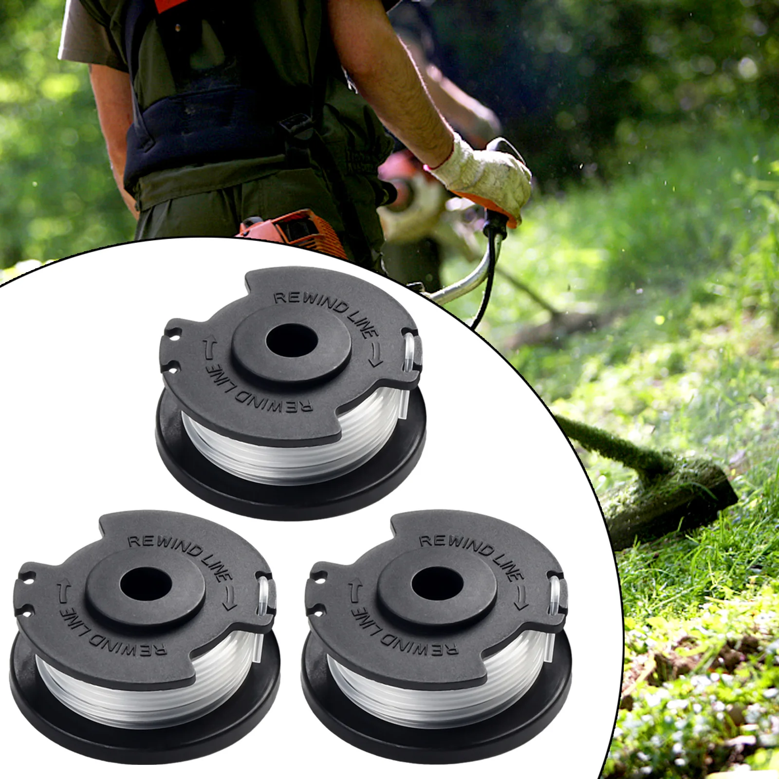 Three Piece Replacement Spool Set for Grass Trimmers Designed for GECT Models Each Thread Measures Five Metres