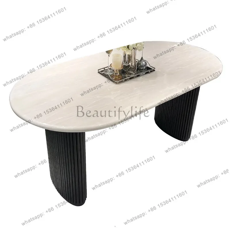 

Обеденный стол из роскошного камня 12Ice Jade, овальный, в стиле французского ретро, для небольшой квартиры, с ножками из ясеня.