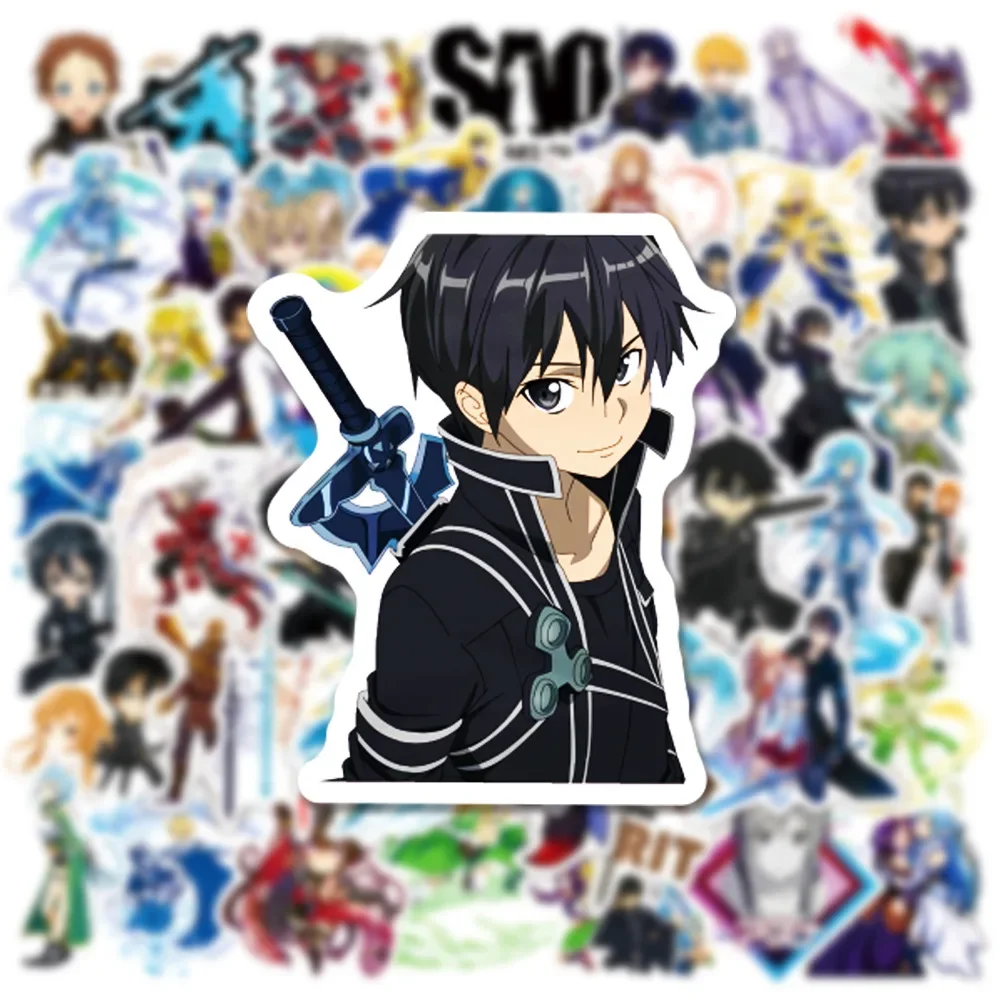 10/50Pcs Sword Art Online Stickers Decal for DIY Laptop Suitcase Car Trunk Skateboard Guitar Motorcycle Anime Sticker for Fan