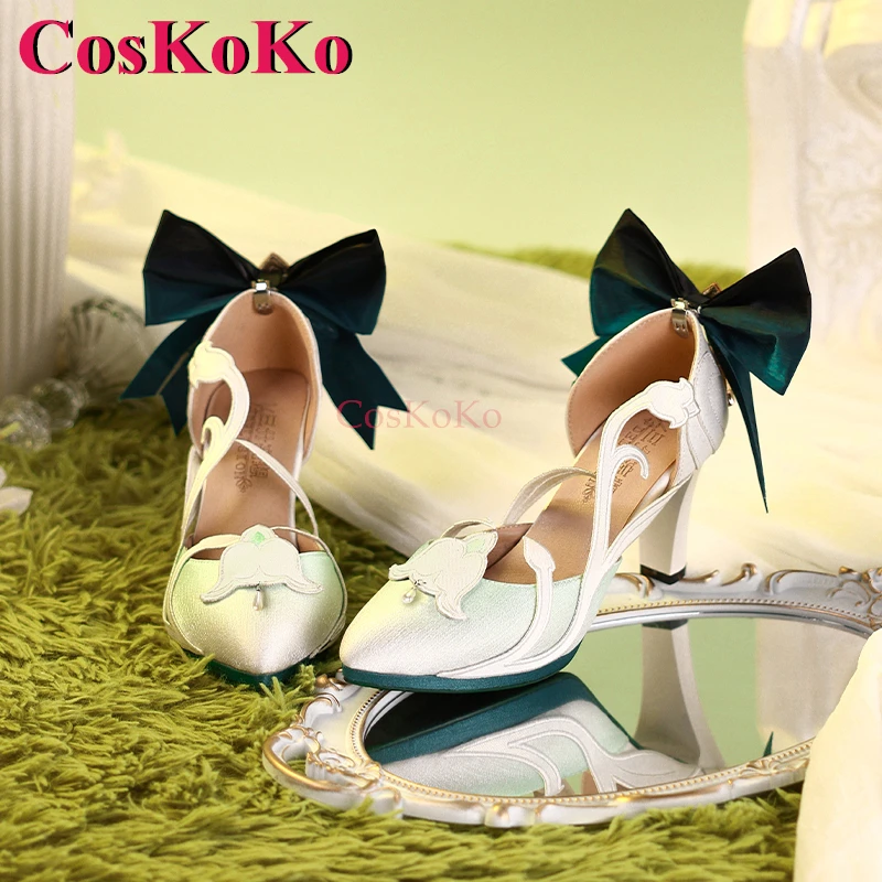 

CosKoKo Emilie Shoes Cosplay Game Genshin Imapct Fashion Universal High Heels Daily Wear Halloween Party Role Play Accessories