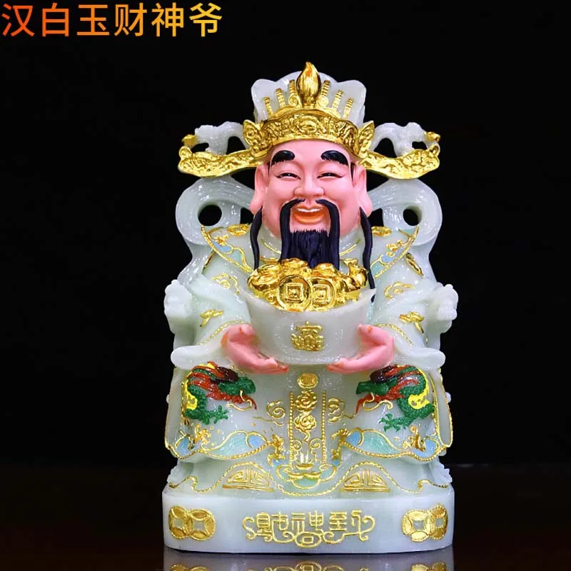 Wholesale buddha God statue high grade jade gilding CAI SHEN YE of wealth Mammon thriving business Money Drawing Good luck