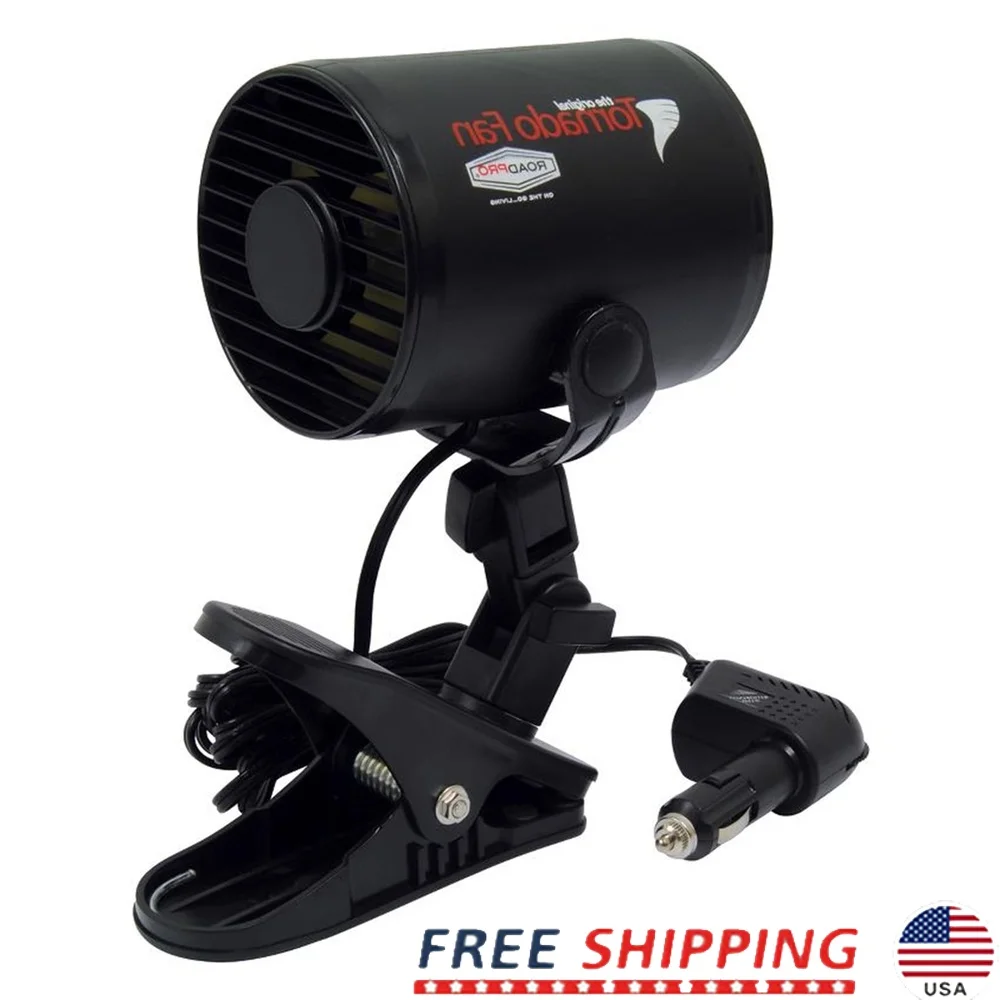 

12 В автомобильный вентилятор с регулируемой скоростью Торнадо вентилятор с монтажным зажимом Регулируемый направление воздушного потока Портативное охлаждающее устройство для автомобиля