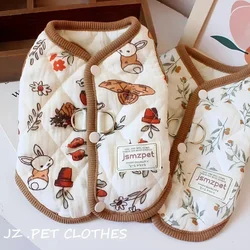 Cute Rabbit Pet Print Coat Winter  Dog Clothes Autumn and Winter Clothes Teddy Bear Small Dog Warm Floral Vest Puppy Clothing