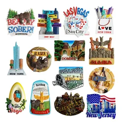 North America USA New York Las Vegas Hollywood Fridge Magnets Tourism Souvenir Refrigerator Magnetic Sticker Collection