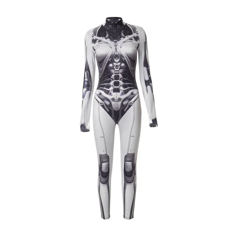 Einteilige Slim Fit Cartoon bedruckte Overalls Mode halbhohen Ausschnitt Frauen kleider sexy lässige y2k Sprung anzüge für Frauen – Detail 1