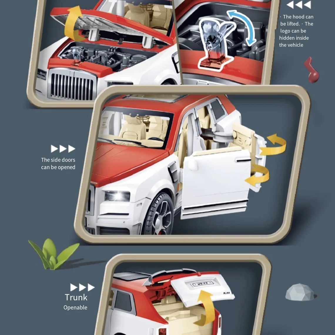 1/20 SUV alloy model sound and lightweight children's inertial car toys lighting music sedan manual door opening model gift