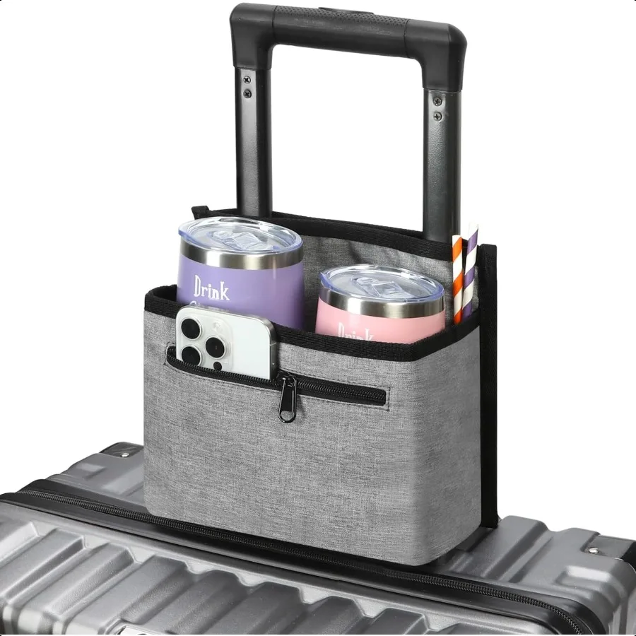 

Lage Travel Cup Holder Attachment for Suitcase Drink Carrier Caddy Coffee Mug and Tumblers Traveler Carry on Hands Free Accory
