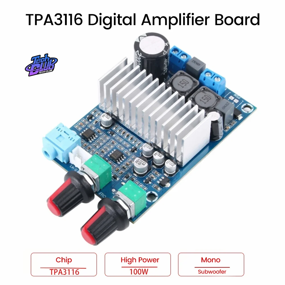 TPA3116 Subwoofer AmpliSubwoofer Amplifier Board TPA3116D2 Audio Amplifier 100W Bass Output For Electronic Component Accessories