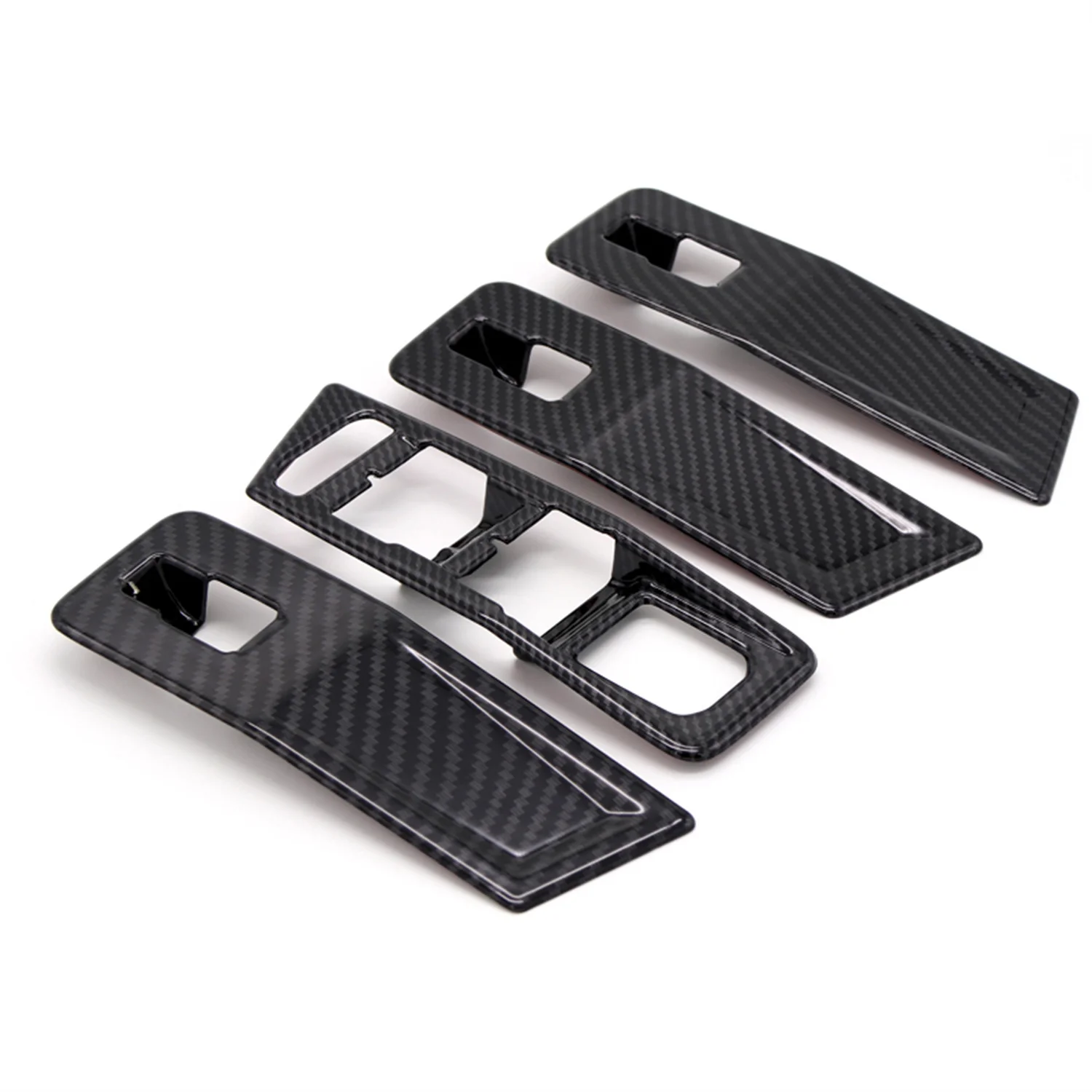For VW Volkswagen T-ROC 2017-2023 LHD Carbon Black Window Lift Switch Control Button Cover Decor Trim ABS Accessories 4pcs