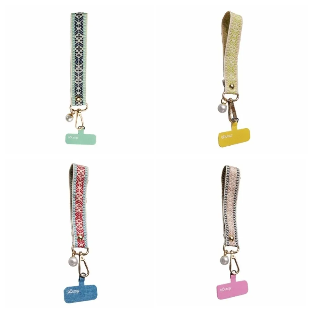 

Retro Patterned Woven Strap Mobile Phone Lanyard Wrist Style Short Ins Fashionable Women's Outdoor Wide Version Fabric