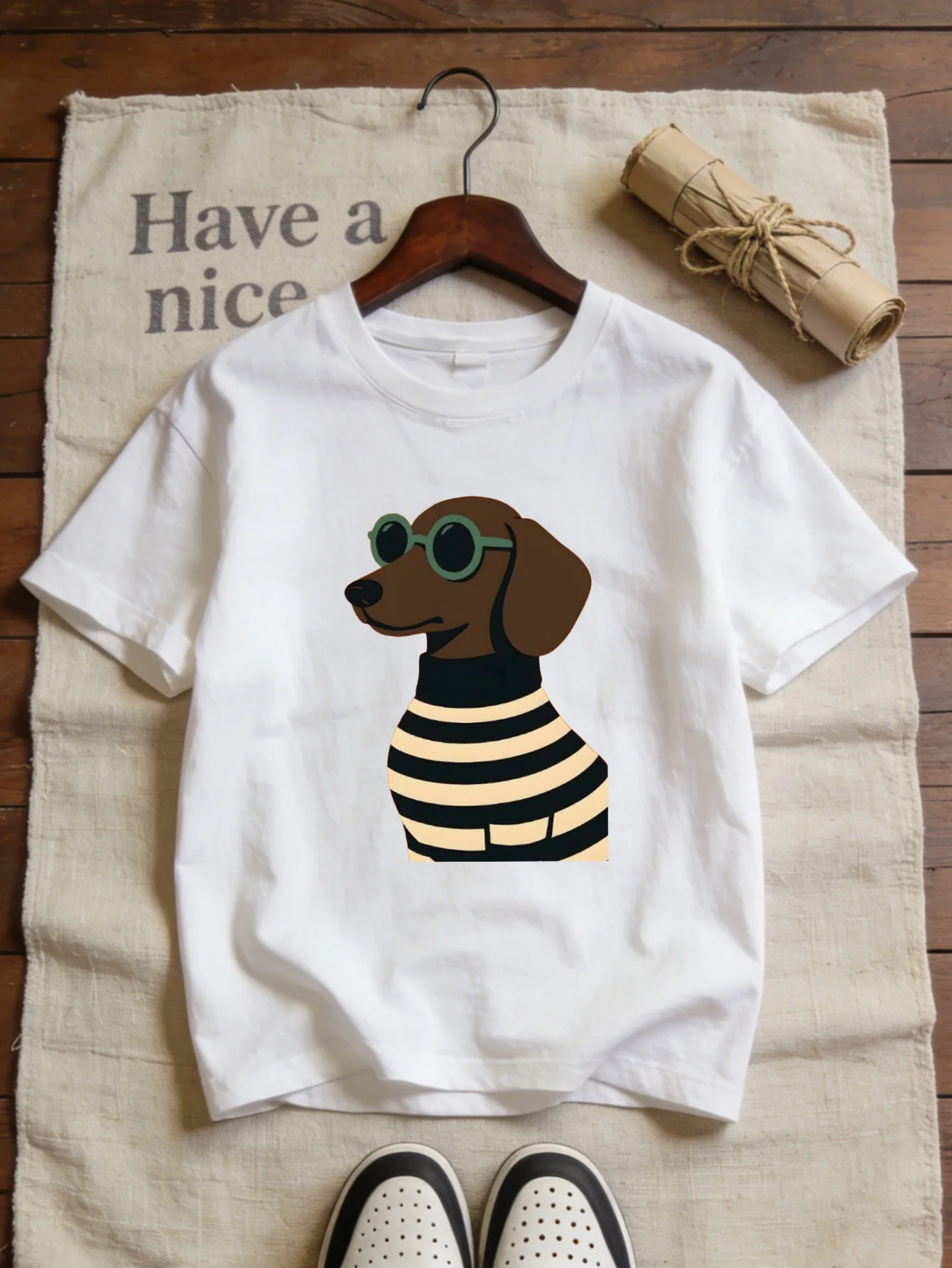 Fashion Casual T-Shirt Exquisite Kawaii Cartoon Puppy Print Short Sleeve Women'S Fashion Casual  Suitable for Daily Weart Style